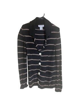 Sonia rykiel strpped knit cardigan with solid white buttons